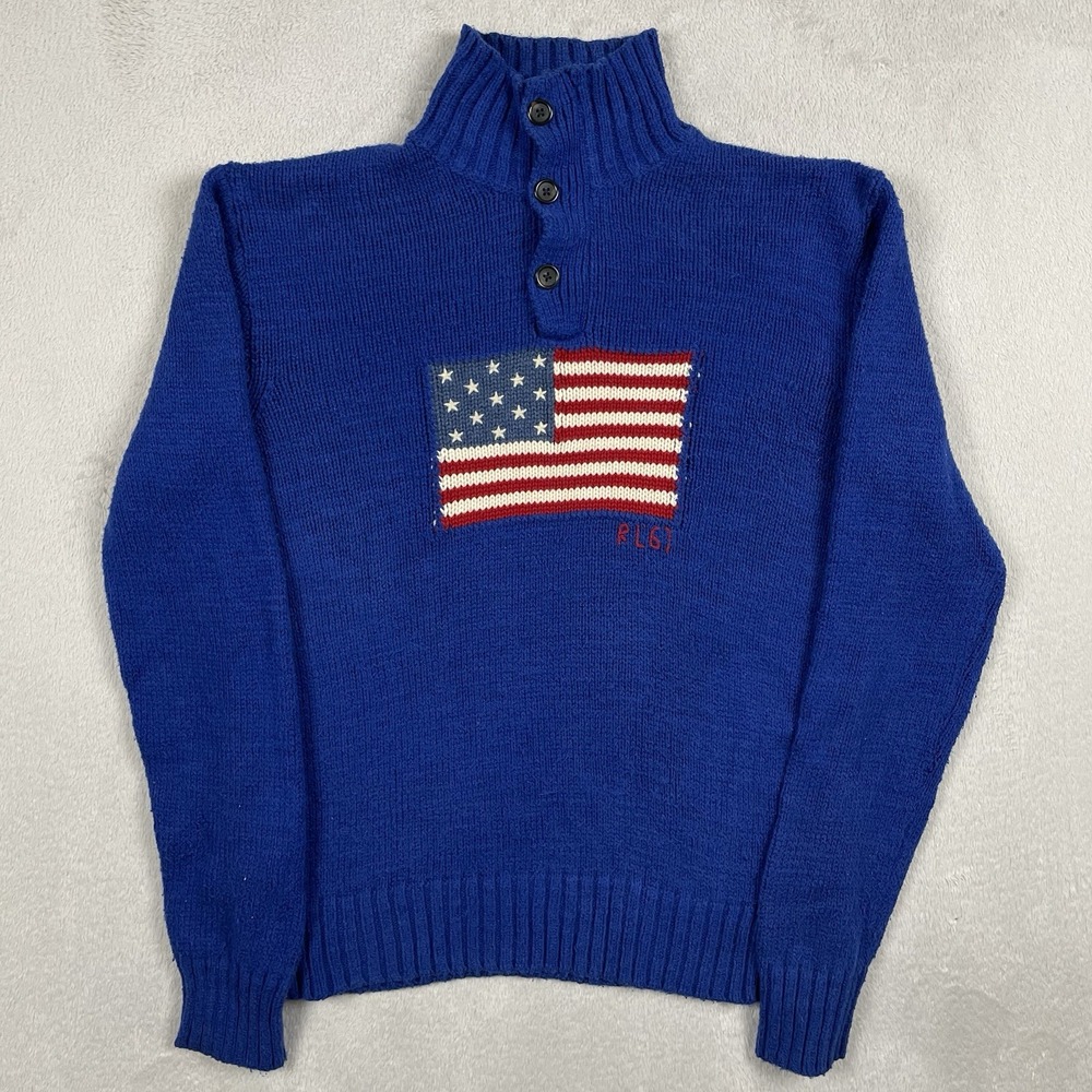 Polo by Ralph Lauren Royal Blue Sweater with American Flag